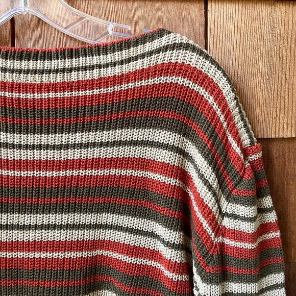 Vintage Diane Von Furstenberg Striped Cotton Sweater in Women's Large - Picture 5 of 8